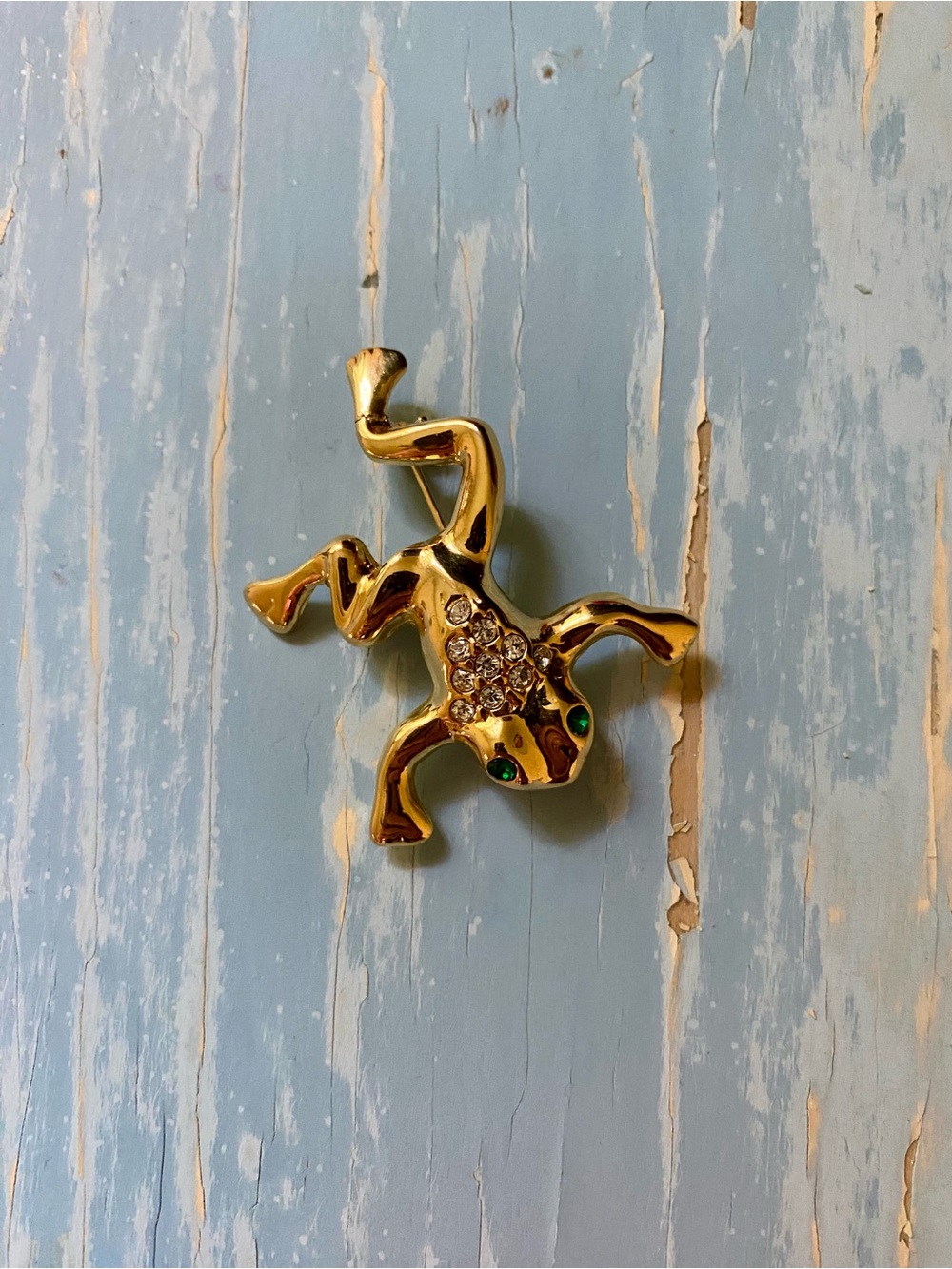 Gold Frog Brooch